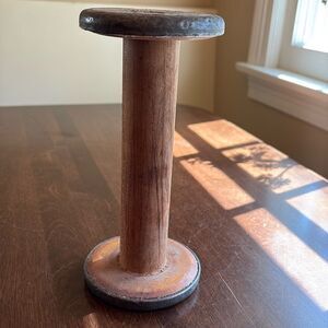 Wooden Spool with Metal Accents 8”